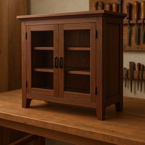 Handcrafted Walnut Display Case on Woodworker’s Bench