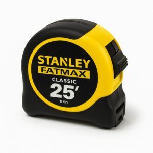 STANLEY FATMAX 25-foot tape measure in black and yellow.