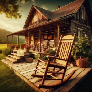 A finished wooden rocking chair — a timeless piece you can create with the right tools and patience.