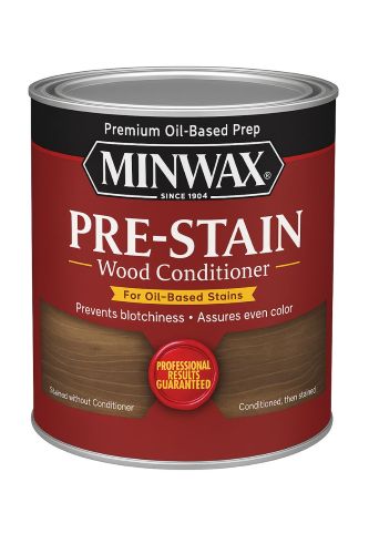 Minwax pre-stain wood conditioner can used to prevent blotchy stain absorption and ensure even color on woodworking projects